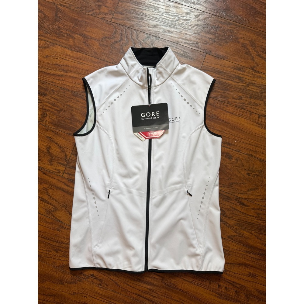 GORE Windstopper Women's Medium Softball Running Cycling Vest White Black NWT